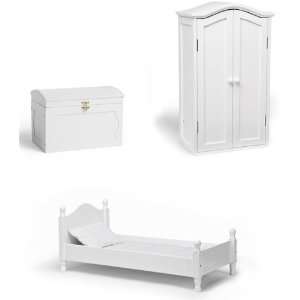  18 inch Doll Single Bed, Chest and Armoire Set: Toys 