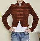 PARIS BLUES Womens Rust Color Velvet Military Jacket Size Small NEW