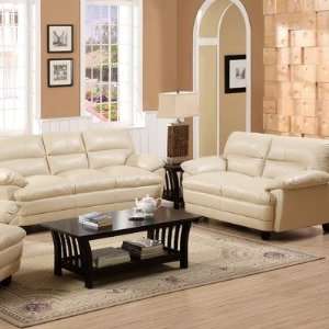   Bonded Leather Sofa and Loveseat Set in Light Taupe