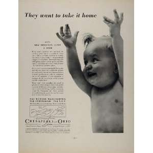1934 Original Ad Chesapeake Ohio Railway Chessie Baby   Original Print 