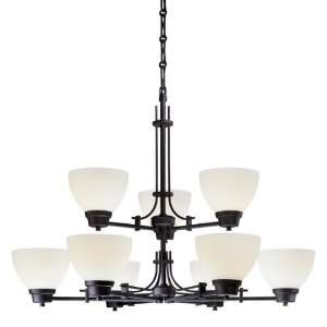 Iconic Collection 9 Light 39ö Black Chandelier with Etched White 