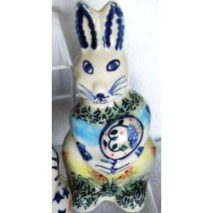  Polish Pottery Bunny Rabbit Hare With Egg Signature WKM 