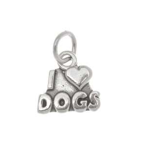  Sterling Silver Message Charm Stamped I Heart Dogs 13mm 