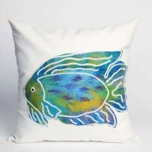   Fish Square Indoor/Outdoor Pillow in Aqua Size 20
