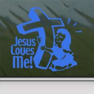  Christian Jesus Loves Me (Girl) Blue Decal Car Blue 