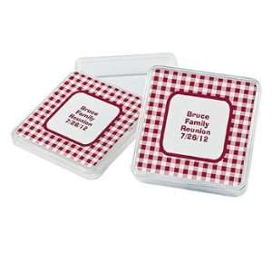  Personalized Red Gingham Square Favor Containers   Party 