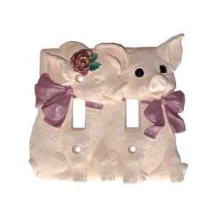   Wilber the pig pink, double decorative switch plate
