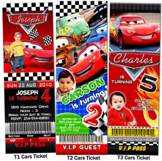 Disney Cars Birthday Party Ideas on Custom Printable Disney Cars Birthday Party Invitations Ticket Design