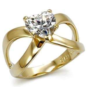  Size 7 Clear Cubic Zirconia CZ Brass Gold Ring AM 