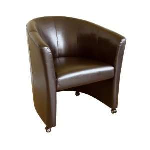  Full Leather Club Chair with Wheels: Home & Kitchen