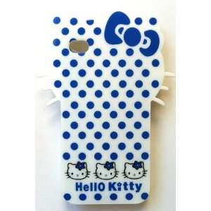  Blue Dots Big Head Hello Kitty Back Cover Case for Iphone4 