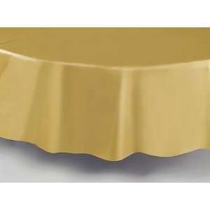  84 GOLD Round Plastic Table Cover (QTY: 12): Everything 