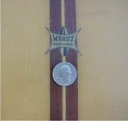 Rare Vintage 1962 63 Wardy Surfboard Reverse Wood Fin T Band Redwood 