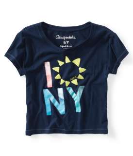 aeropostale cropped ny sun graphic top  