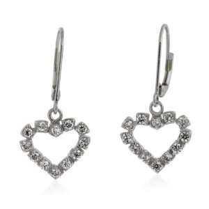  Sterling Silver CZ Heart Dangle Earrings: TrendToGo 