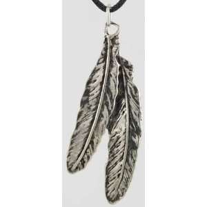    Sacred Peace of Two Feathers Amulet Necklace 