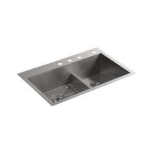 Vault Smart Divide Double Equal Sink Finish: Stainless Steel, Drilling 