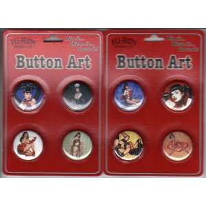 Bettie Page Button / Pin Set of 8 Artwork By Olivia