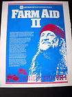 WILLIE NELSON   FARM AID 1985 PROMO POSTER