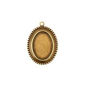  Stampt Antique Brass Beaded Edge Oval Setting 13x18mm Findings 
