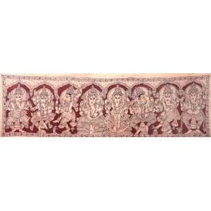  Ashta Vinayaka (Eight Forms of Ganesha)   Kalamkari 