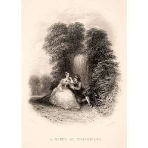  1859 Steel Engraving Versailles Paris Lovers Romance 
