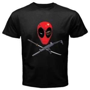Villain Deadpool Sword and Gun Black T Shirt Tee All Size  