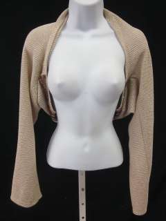 ALEXIA ADMORE Beige Long Sleeve Shrug Cropped Sweater 1  