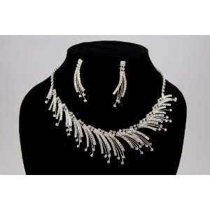    Bridal Necklace Earrings Set Costume Prom Jewelry 