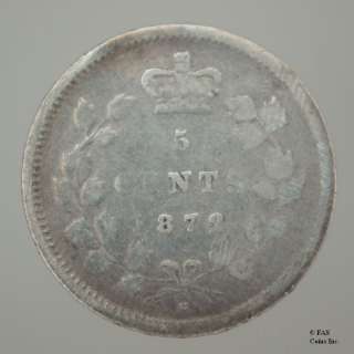 1872 H AG Victoria Canada Silver 5 Cents Canadian Coin  