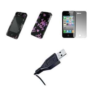   Clear Screen Protector + USB Data Charge Sync Cable for Apple iPhone 4