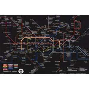  London Underground (Black Map) HIGH QUALITY MUSEUM WRAP 
