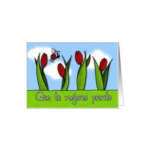  Que te mejores pronto   tulips   Get well in Spanish Card 