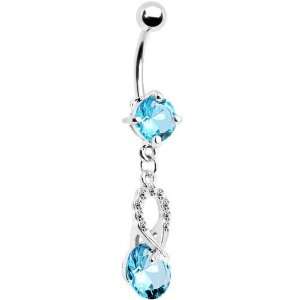  Aqua Gem Crystal Glimmer Drop Belly Ring: Jewelry
