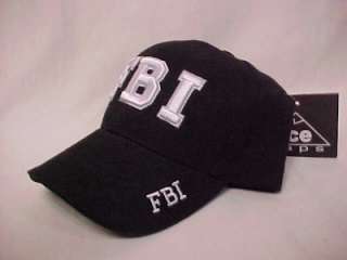 new ICE CAPS Black FBI Logo Baseball Style Hat Cap OSFM  