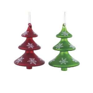   Christmas Whimsy Red and Green Glass Tree Ornaments 6 Home & Kitchen