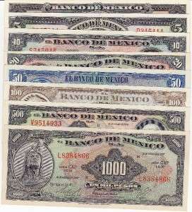 Banco de Mexico Super Collection 8 Bank Notes A.B.N.C UNC.  