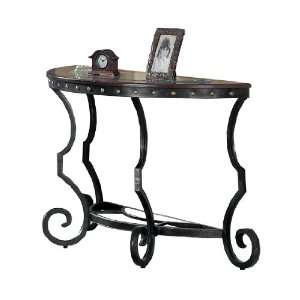   Series Console Table Round Glass And Rod Iron Finish