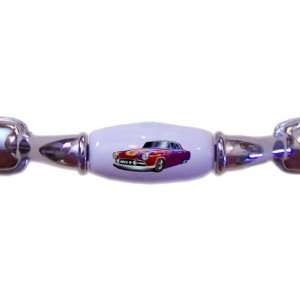  Hot Rod Car Purple with Flames CHROME DRAWER Pull Handle 