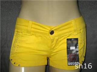 Sexy YELLOW Brazilian Cotton Shorts with Rivets NWT S,M  