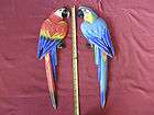 Hand Painted ~ Wood Carved Parrots ~  Peru  