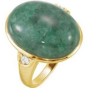  14K Yellow Gold Russian Jadeite and Diamond Ring: Jewelry