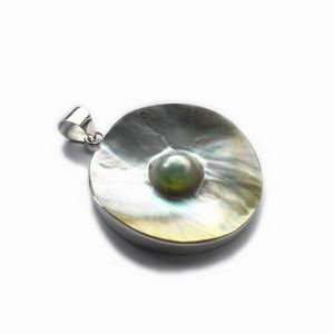   Silver Mabe Pearl and Mother of Pearl Pendant 