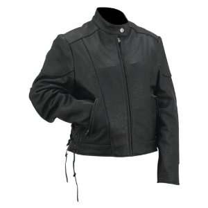 Ladies Black Genuine Leather Perforated Multi Season Jacket   XLarge