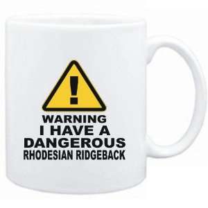  Mug White  WARNING : DANGEROUS Rhodesian Ridgeback  Dogs 