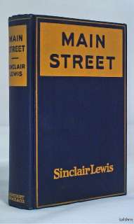 Main Street ~ Sinclair Lewis ~ 1921 ~ Early Printing ~ Ships Free U.S 