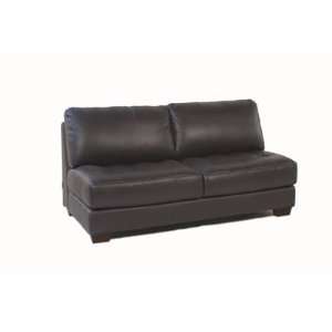 Zen Collection Armless All Leather Tufted Seat Sofa Loveseat and Chair 