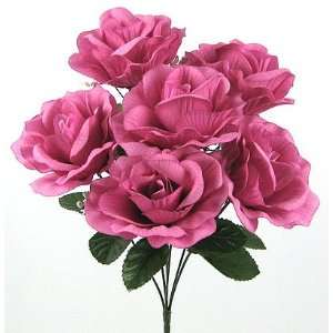 Artificial Silk Planter Rose Flower Bush with Vein Mauve 