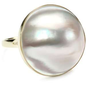   Yellow Gold Mabe Cultured Pearl Blister Ring (20mm), Size 7 Jewelry