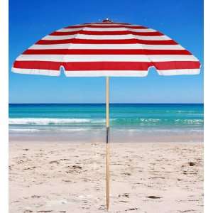 ft. Acrylic Beach Umbrella by Frankford   Red White Stripe  